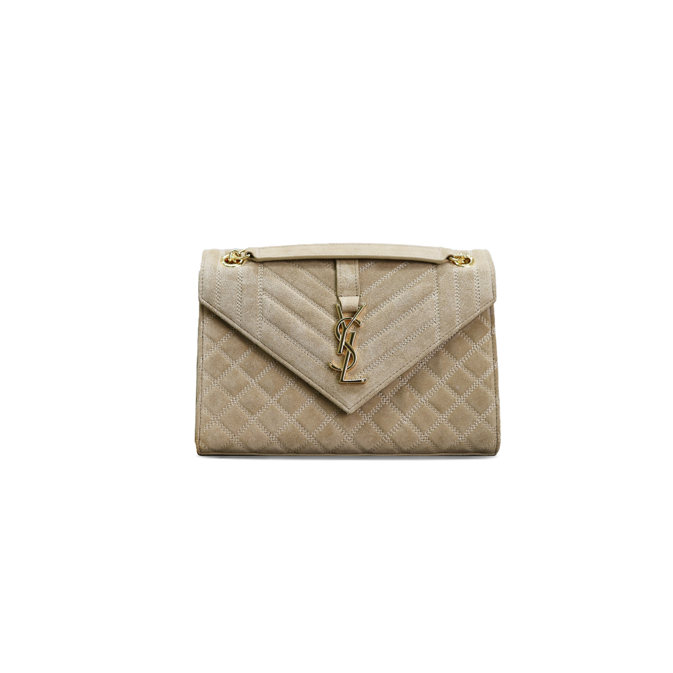YSL ENVELOPE MEDIUM CHAIN BAG IN SUDE SHOULDER BAG 487206322546 (24*17.5*6cm)